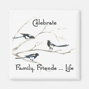 Imã Comemore a família, arte do pássaro do Magpie da
