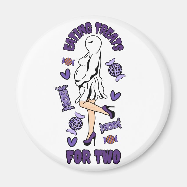 Imã "Comendo Tratamentos para Dois" Púrpura de Hallowe (Frente)