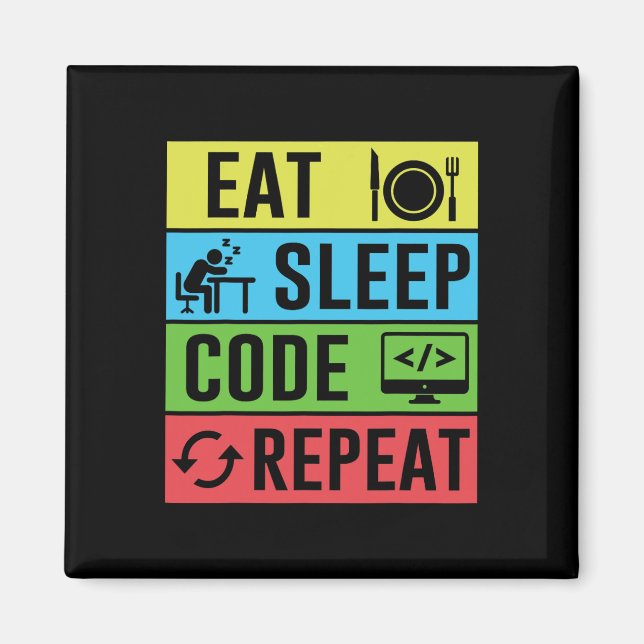 Imã Comer Dormir Código Repetir Divertido Programação  (Frente)
