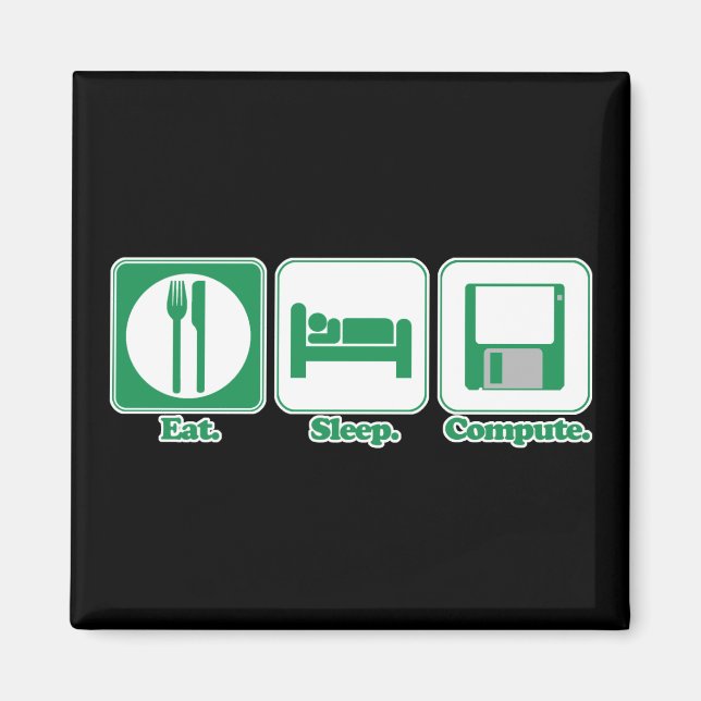 Imã comer dormir computador (verde) (Frente)