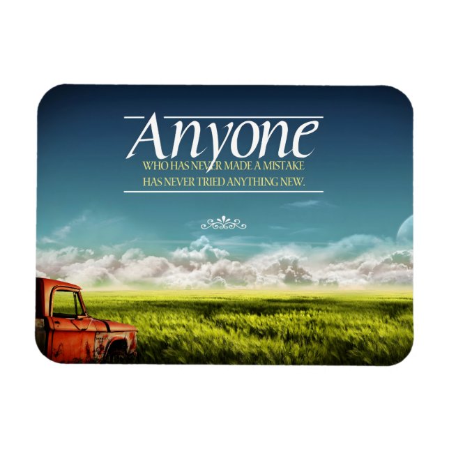 Ímã "Cometer erros", citação inspiracional flexível (Horizontal)