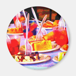 Imã Comida de Arte Pop Bolo Lanches Garfos Colorido