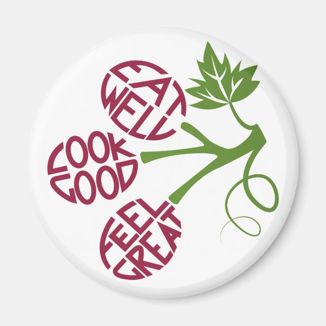 Imã Comida de citação de design saudável para motivaçã (Frente)