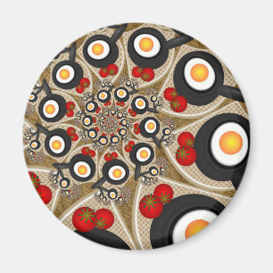 Imã Comida Engraçada De Arte Fractal, Tomates, Ovos