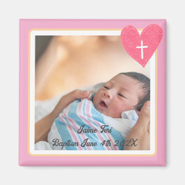 Imã Commemorative Baptism Magnet - Christianity - Pink