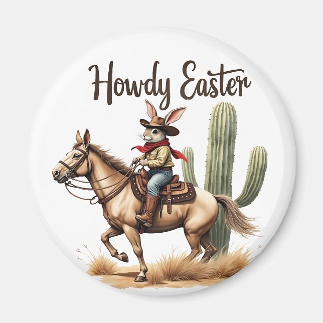 Imã Como Coelhinho da Páscoa cavalgando um cowboy equi (Frente)