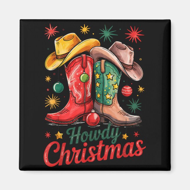 Imã Como vai Natal Xmas Botas de Cowboy Ocidental Cowg (Frente)