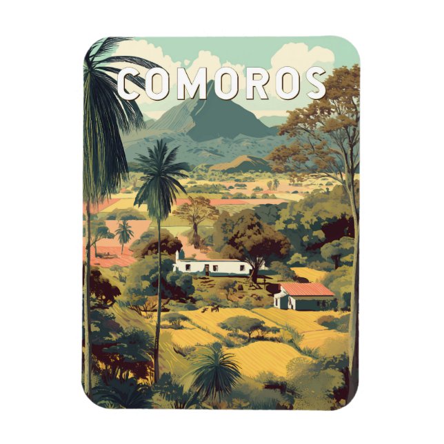 Ímã Comoros Illustration Travel Art Vintage (Vertical)