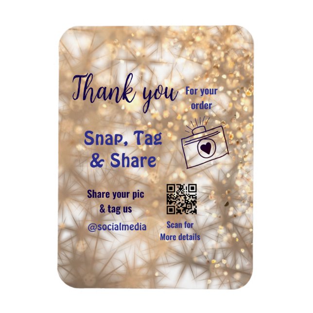 Ímã Compartilhamento de etiqueta Snap mídia social q r (Vertical)