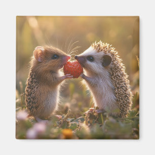 Imã Compartilhamento de morango - Porco e Rato Adoráve