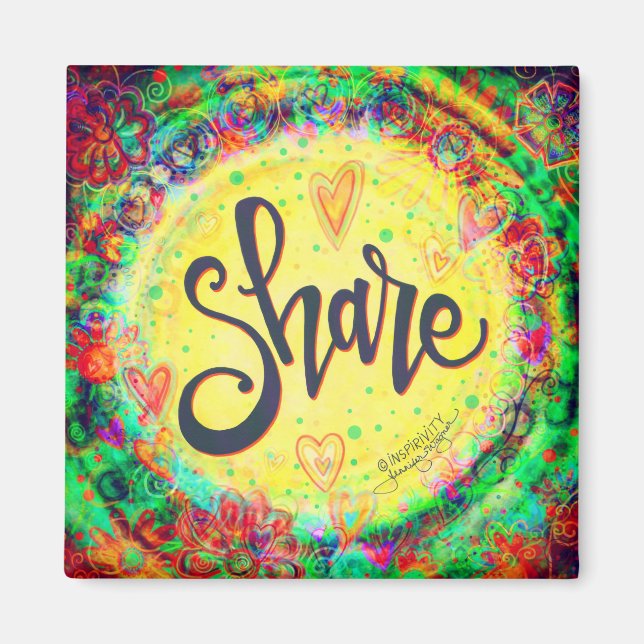 Imã Compartilhe Bonito tendência Floral Amarelo Inspir (Frente)