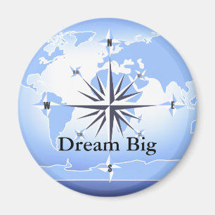 Imã Compass Rosa Navegando Oceano Azul Sonho Grande Ma