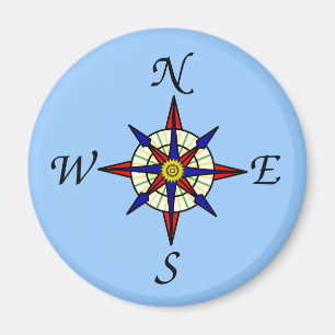 Imã Compass Rosa on Blue