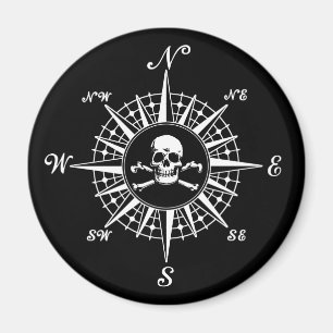 Imã Compass Rosa Skull 1