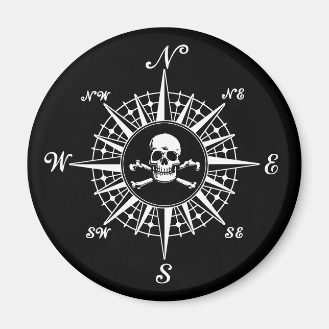 Imã Compass Rosa Skull 1 (Frente)