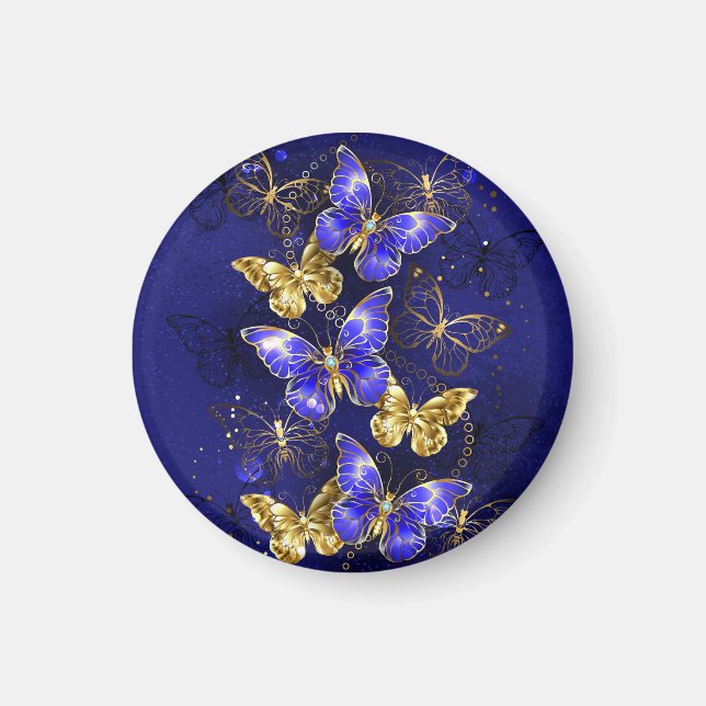 Imã Composição com borboletas de safira (Frente)