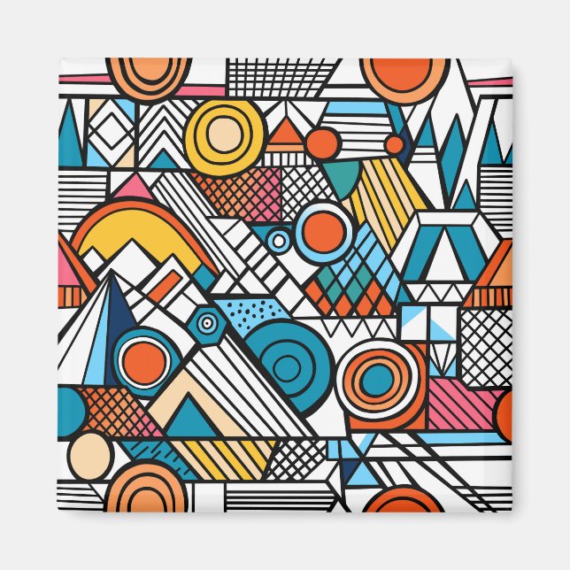 Imã Composição de Arte Geométrica de Portos (Frente)