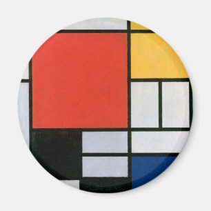 Imã Composição de Piet Mondrian Vermelho Amarelo Azul