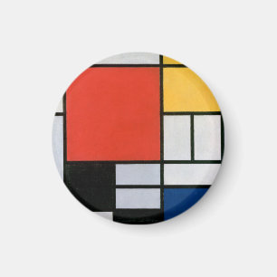 Imã Composição Mondrial Amarelo Vermelho Azul Preto