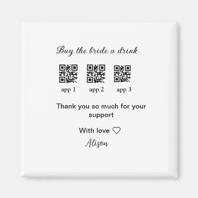 Imã comprar bebida para a noiva ler código QR obrigado (Frente)