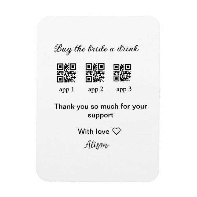 Ímã comprar uma bebida para a noiva ler código QR agra (Vertical)
