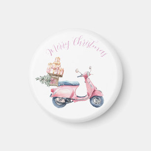 Imã Compras de Natal de Scooter Rosa