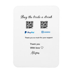 Ímã Compre uma bebida para a noiva doação QR Venmo Pay
