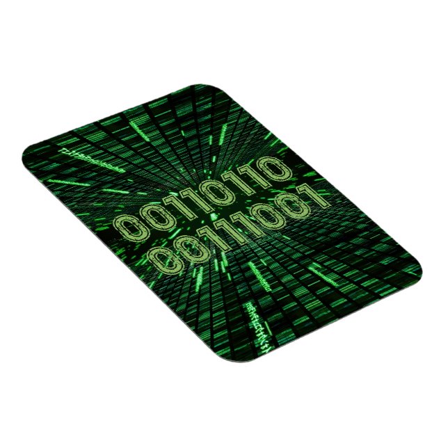 Ímã Computação verde vibrante com código binário 69 do (Lado Direito)