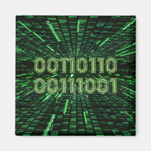 Imã Computação verde vibrante com código binário 69 do