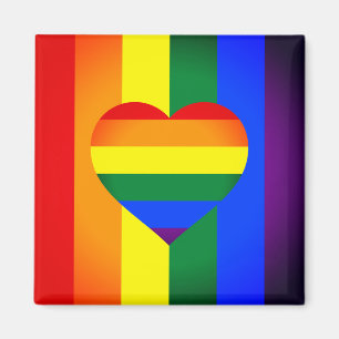 Imã Comunidade Rainbow Heart & Pride Rainbow Flag /LGB