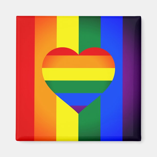 Imã Comunidade Rainbow Heart & Pride Rainbow Flag /LGB (Frente)