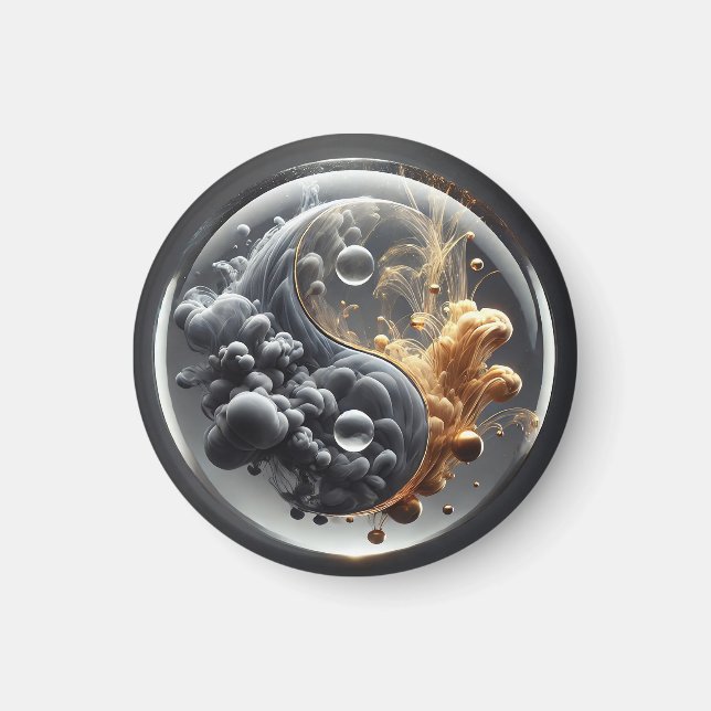 Imã Conceito de Yin Yang com Padrões Fluídos (Frente)