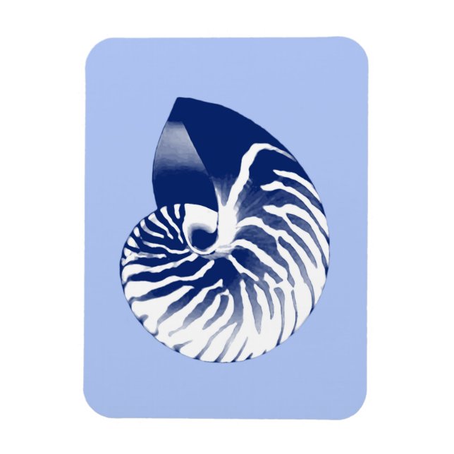 Ímã Concha de Nautilus - azul marinho, branco & azul c (Vertical)