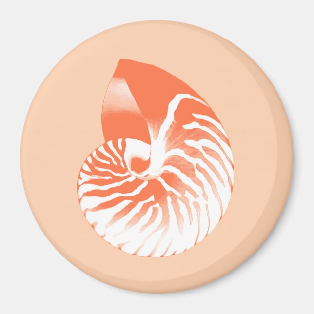 Imã Concha de Nautilus - laranja coral e branco (Frente)