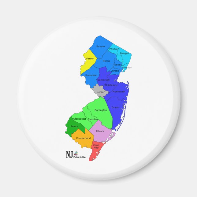 Imã Condados de Nova Jersey em Cor (Frente)
