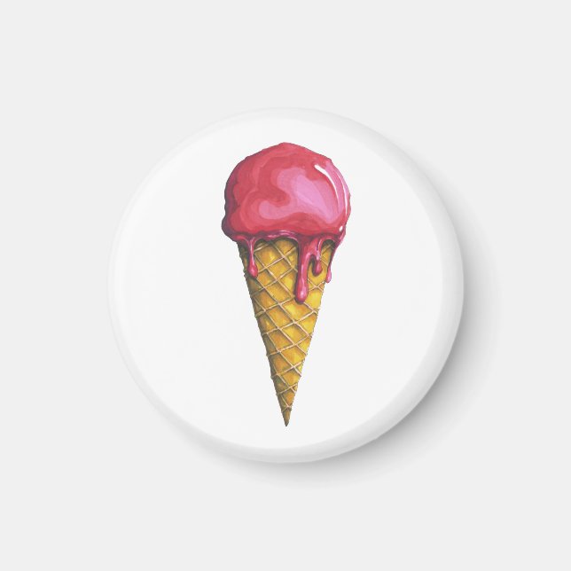 Imã Cone de gelados de morango (Frente)
