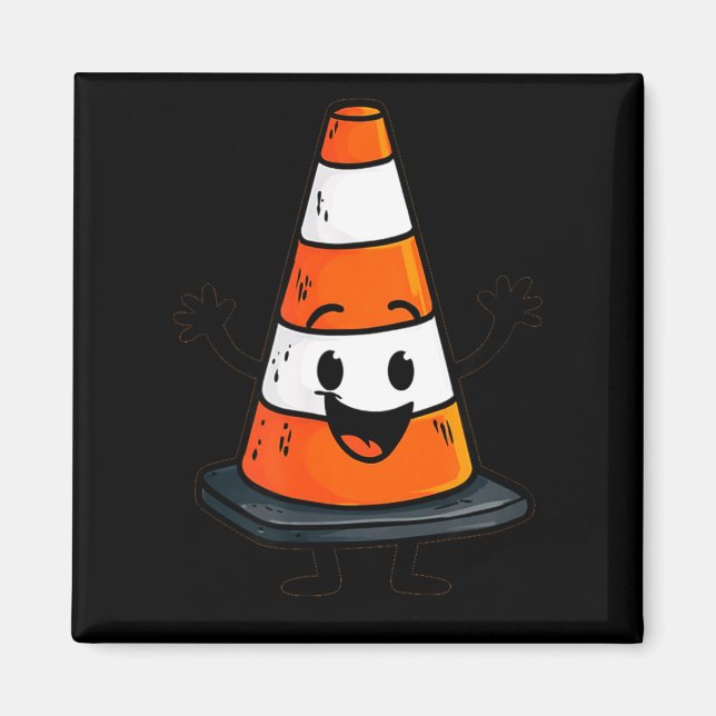 Imã Cone de Tráfego Feliz Procura Homem e Mulher  (Frente)