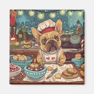 Imã Confeitaria de Férias do Bulldog Francês: Natal Fe