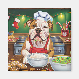 Imã Confeitaria de Natal do Bulldog Americano: Festivo