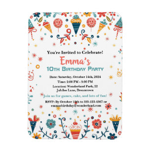 Ímã "Confetti Aniversário Colorida