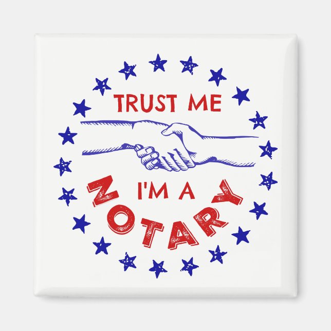 Imã Confie em mim, sou um aperto de mão notarial (Frente)