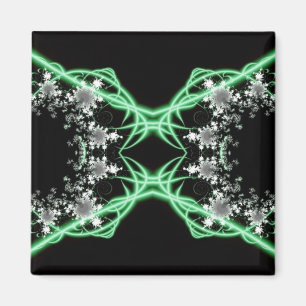 Imã Confusão Arte Fractal Verde e Branca