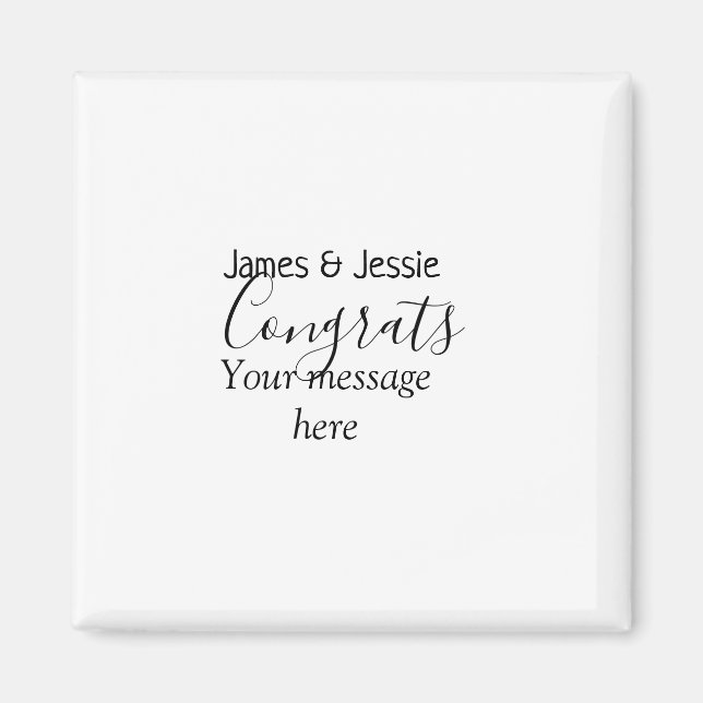 Imã Congrats add name message wedding newly wed couple (Frente)