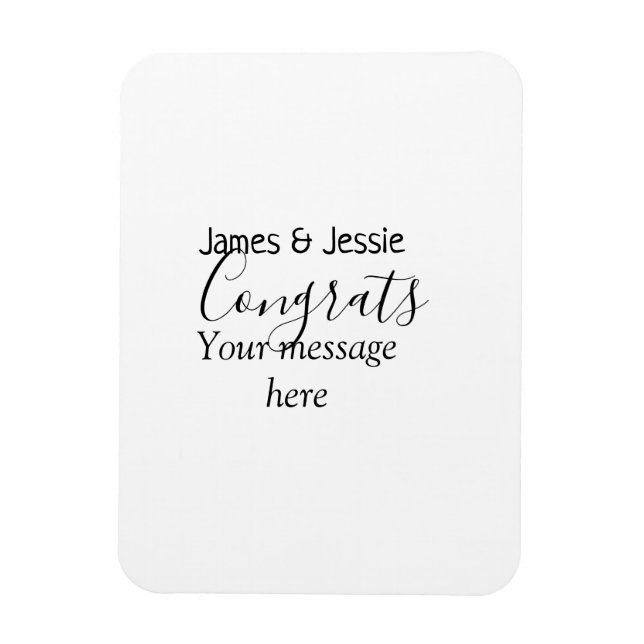 Ímã Congrats add name message wedding newly wed couple (Vertical)