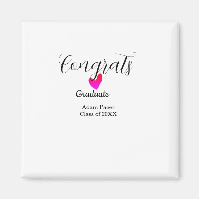 Imã Congrats graduation name class of 20XX year heart  (Frente)