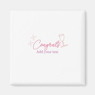 Imã congrats wine glass stars pink pastel bold retro g