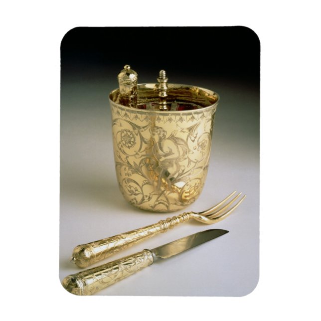 Ímã Conjunto de facas, garfo, colher e copo, (Vertical)