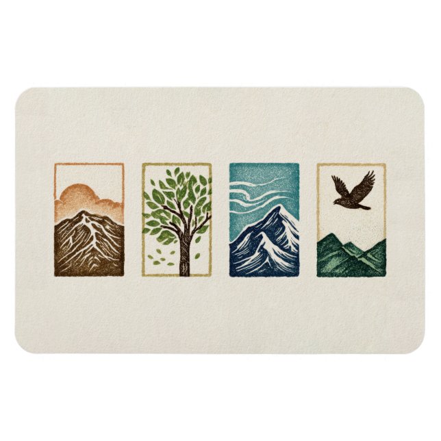 Ímã Conjunto Mínimo da Natureza – Arte de Montanha e Á (Horizontal)
