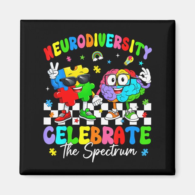 Imã Consciência da neurodiversidade cérebro autismo as (Frente)