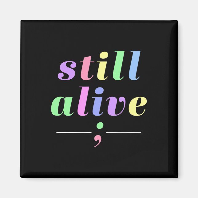 Imã Consciência da saúde ainda viva Semicolon Rainbow  (Frente)